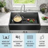 Lavabo de cocina tipo estación de trabajo para reacondicionamiento estilo campestre/borde delantero con un receptáculo calibre 16 de 33", con reborde WorkFlow™ y accesorios para instalación de montaje superior encastrado